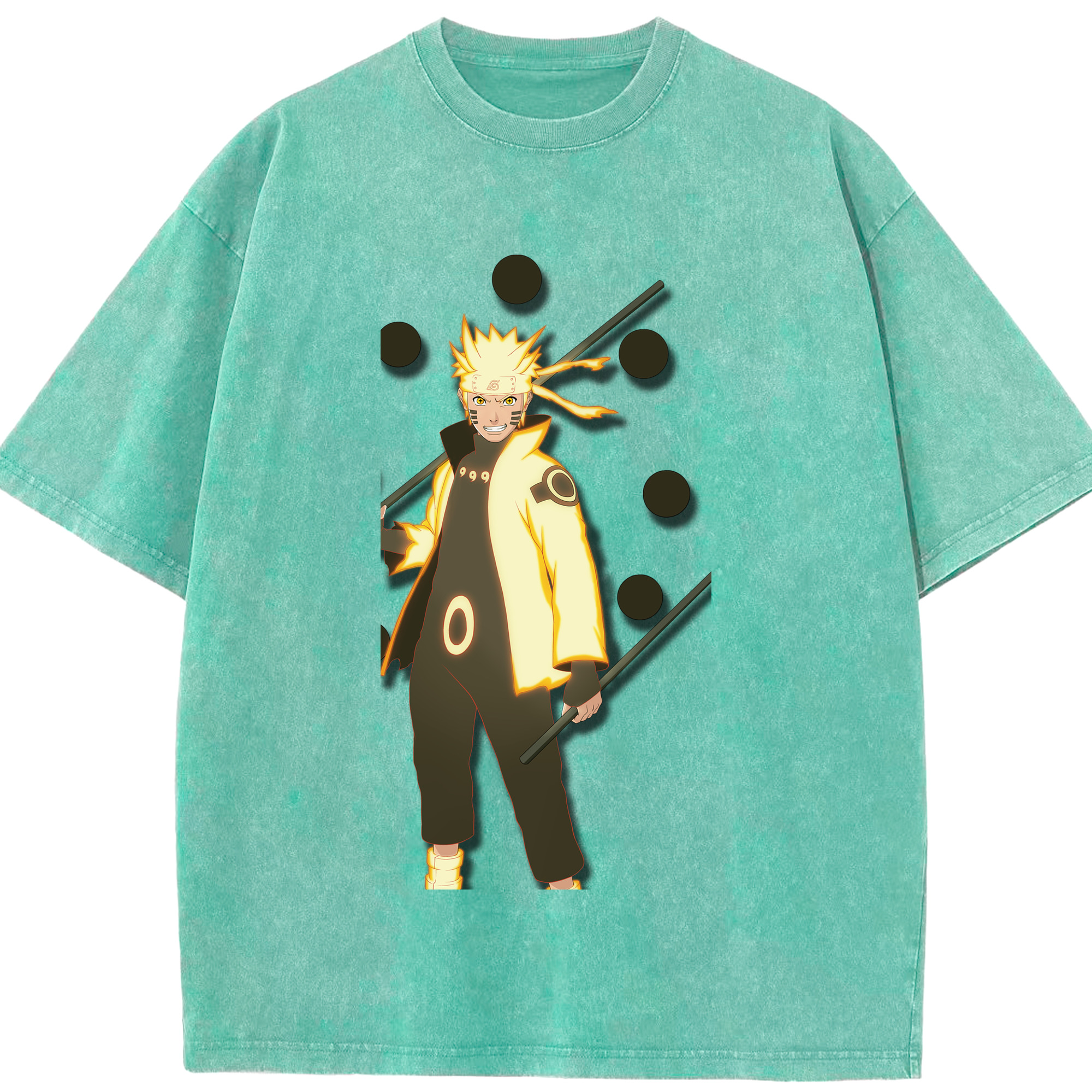 （画像用） NARUTO -ナルト- うずまき ナルト Uzumaki Naruto 綿100% ヴィンテージ風 半袖Tシャツ（フロントプリント）